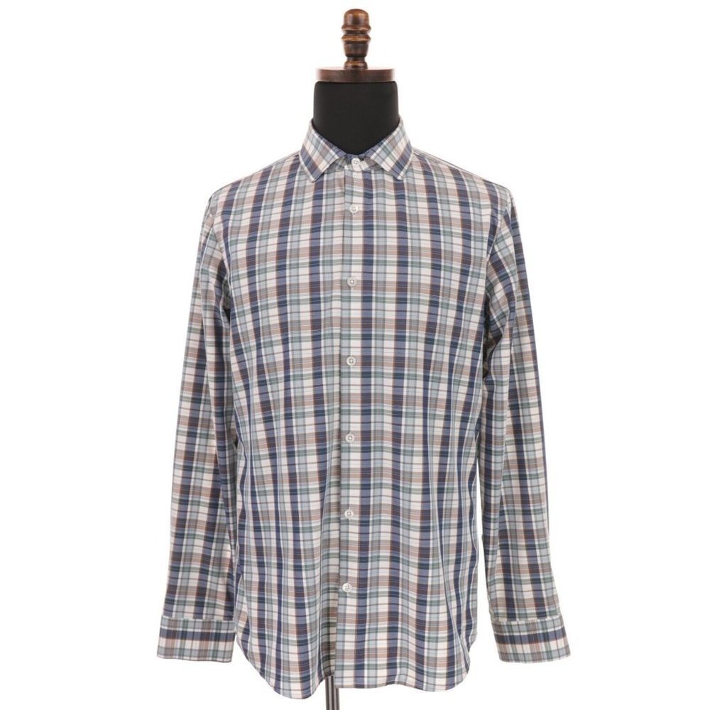 Mizzen+Main Leeward Dress Shirt Men's Large Trim Fit Multicolor Plaid Stretch